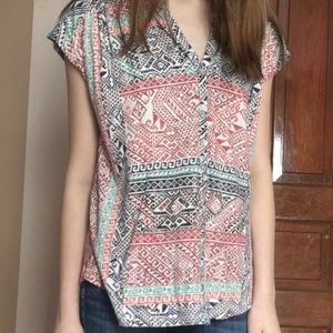 Lucky brand buttoned tribal print shirt
